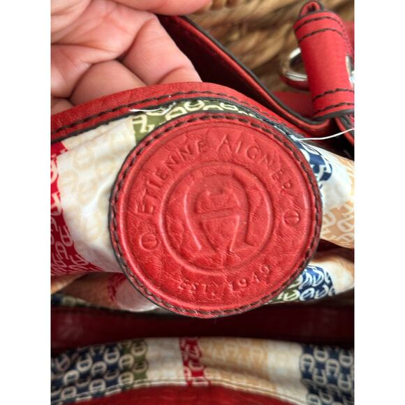 Vintage Etienne Aigner Red Pebbled Leather Shoulder Bag - Picture 9 of 9